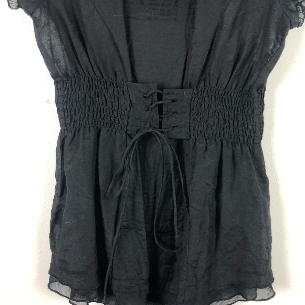Guess Slightly Sheer Short Sleeve Top - Picture 5 of 6